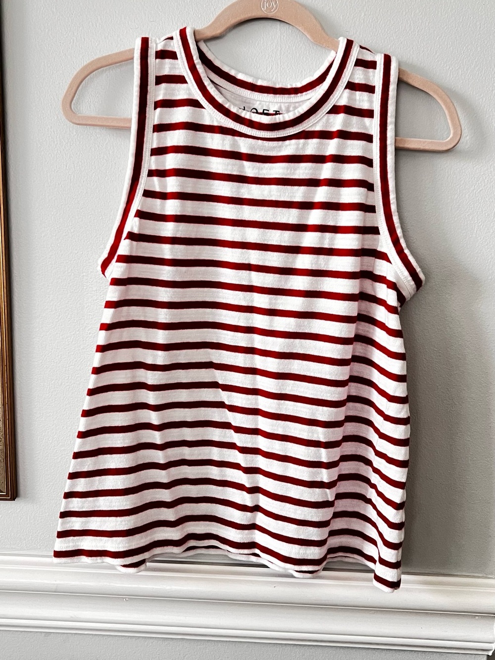 LOFT Red & White Striped Tank Top
